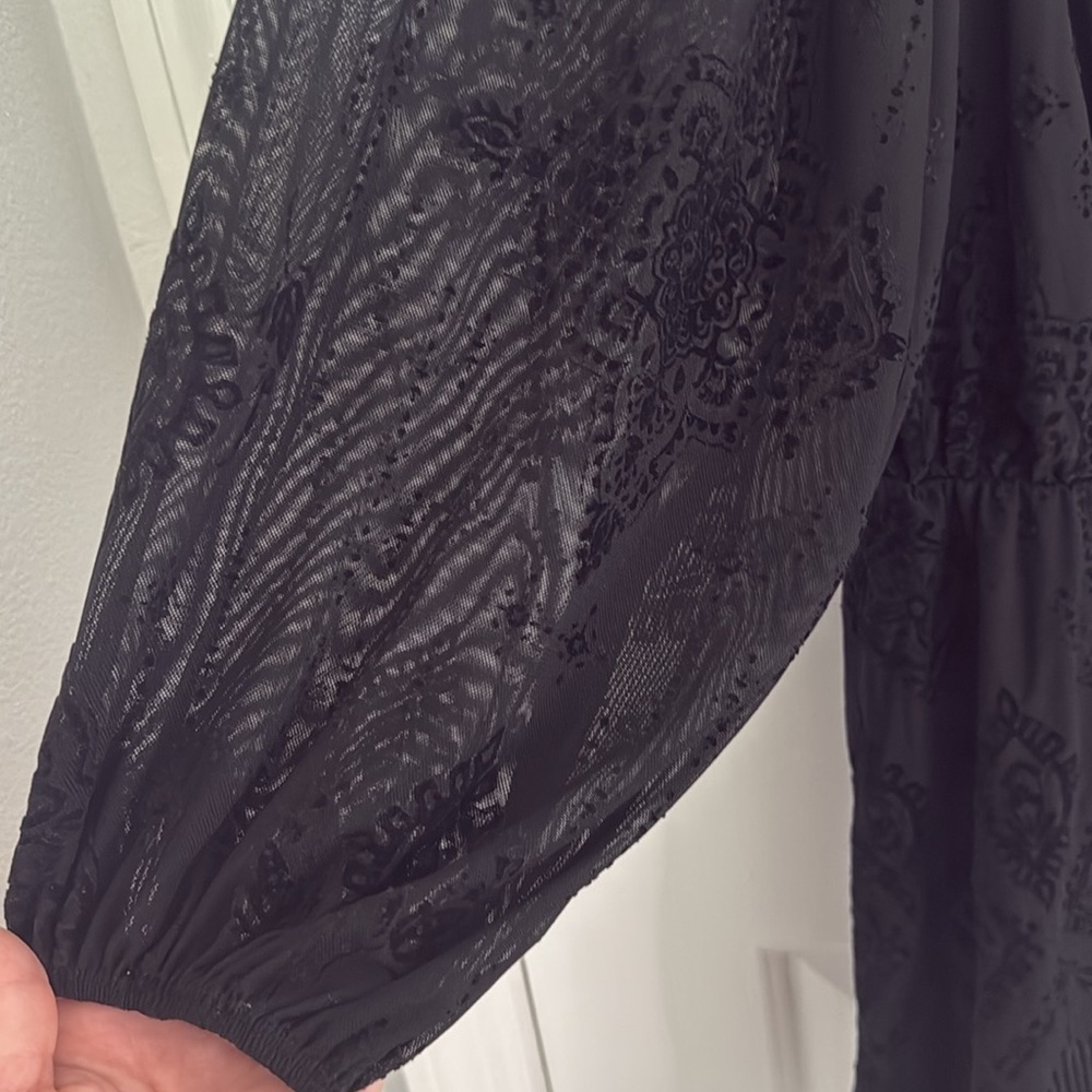 Sheer Black Women's Top by Torrid, Cinched Waist, Dress up or Wear with Jeans! - Picture 2 of 13